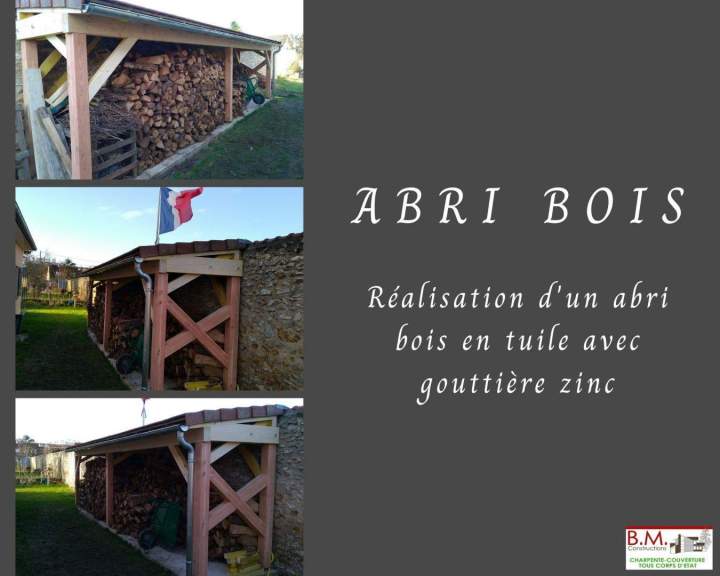 Réalisation d'un abri bois en tuile avec gouttière zinc Conflans-Sainte-Honorine